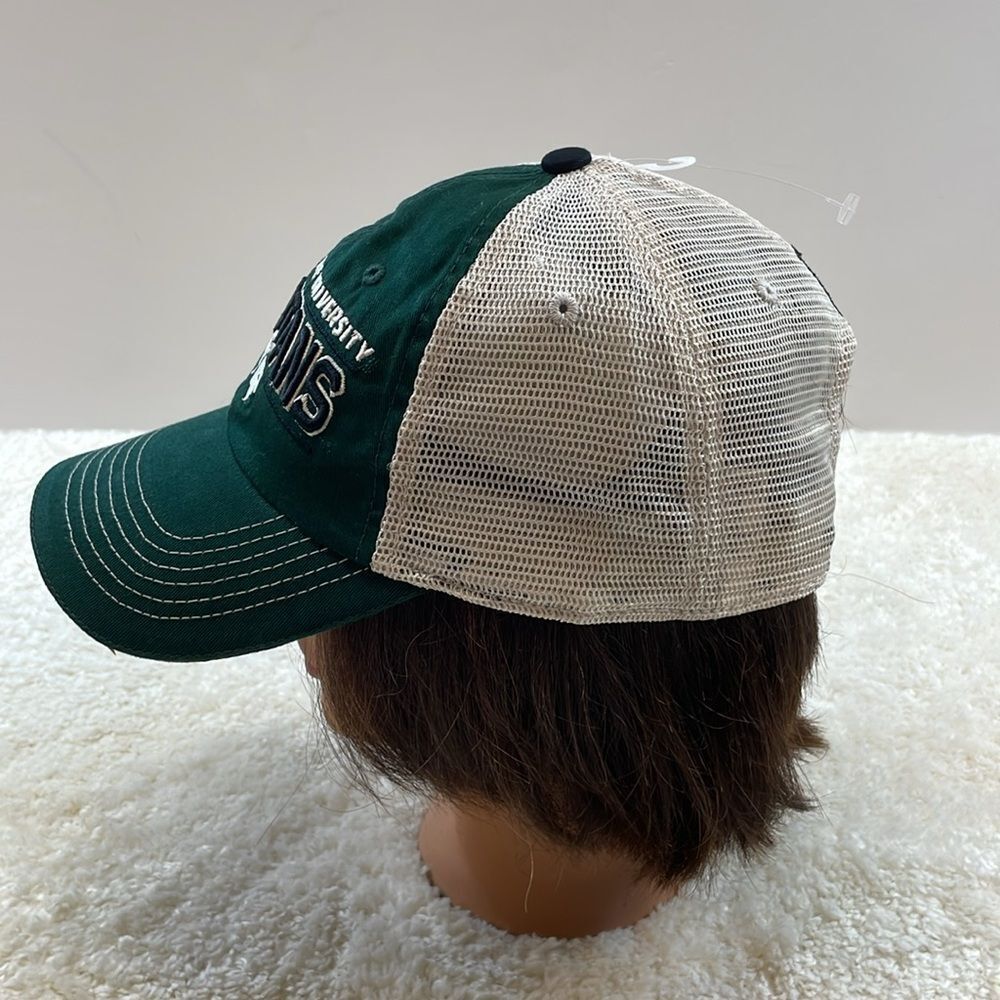 Michigan State Spartans Mesh Trucker Hat Green Cream Adjustable Cap Unisex - Picture 2 of 6